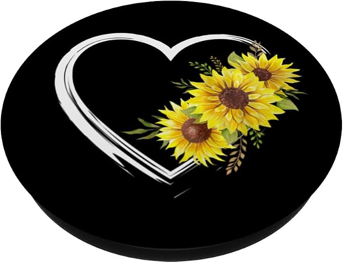 Heart Outline With Sunflowers PopSockets Adhesive PopGrip