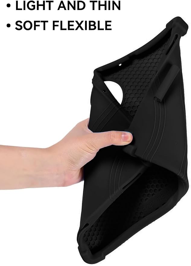 Silicone Case with Kickstand for TCL Tab A1 Plus 12.2 (Model 9445X) Soft Shockproof Protective Cover Stand Tablet Case (Black)