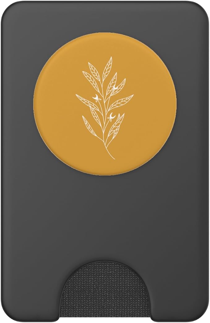 Delicate Boho Botanical Leaves Motif Mustard Yellow PopSockets Adhesive PopGrip