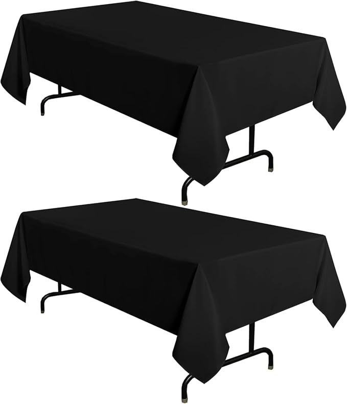 sancua 2 Pack Black Tablecloth 60 x 102 Inch, Rectangle 6 Feet Table Cloth - Stain and Wrinkle Resistant Washable Polyester Table Cover for Dining Tables, Buffet Parties and Camping