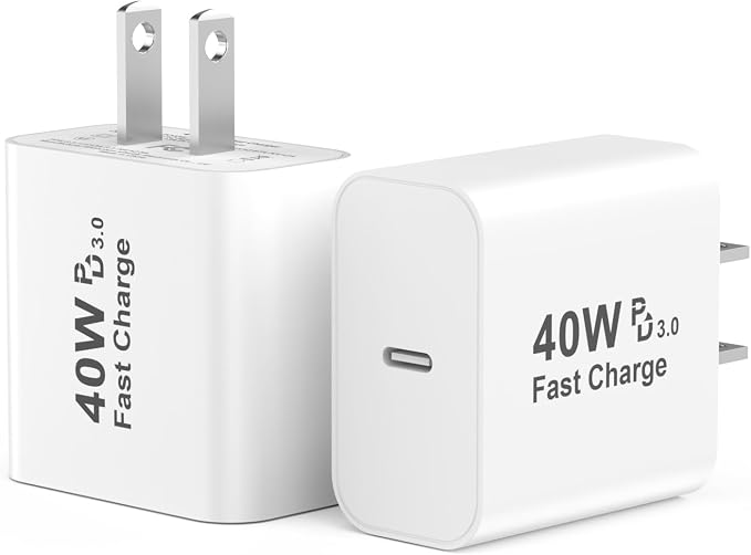 40W USB C Charger Block 2 Pack iPhone 17 16 15 Charger Block Brick Orange | 40 Watt USB C Wall Charger USBC Power Adapter Type C Brick Cube for iPhone 17/17 Pro/17 Pro Max/Air/16 15 14 13 12 11 Gal