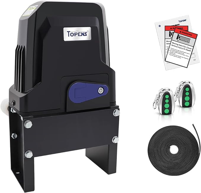 TOPENS BK800 Automatic Sliding Gate Opener Strong Belt Silent Drive Electric Gate Motor for Heavy Driveway Slide Gate Up to 1800 Pounds, Gate Operator AC Powered with 40ft Belt and Remote Control