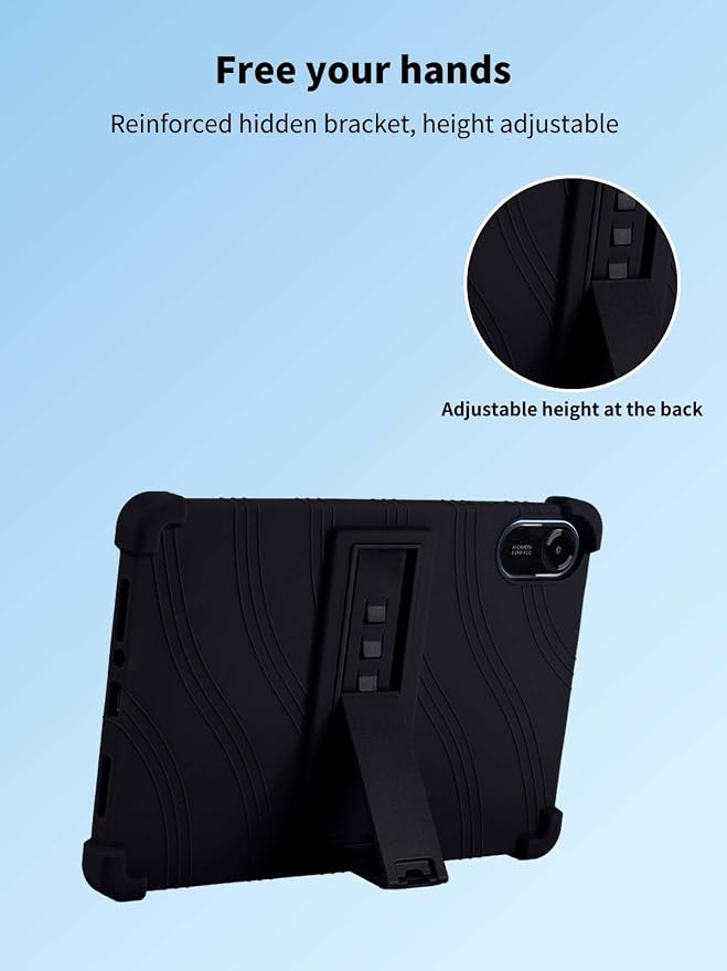 Case for Xiaomi Redmi Pad 2 Tablet 11inchNOUKAJU Tablet Protection CaseAdjustable BracketSoft SiliconeSilicone Protection Cover for Redmi Pad 2(Black)