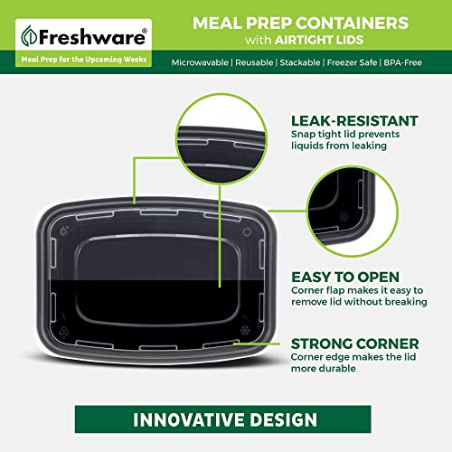 Freshware Meal Prep Containers [50 Pack] 1 Compartment Food Storage Containers with Lids, Bento Box, BPA Free, Stackable, Microwave/Dishwasher/Freezer Safe (16 oz) - size: 16OZ-50PK