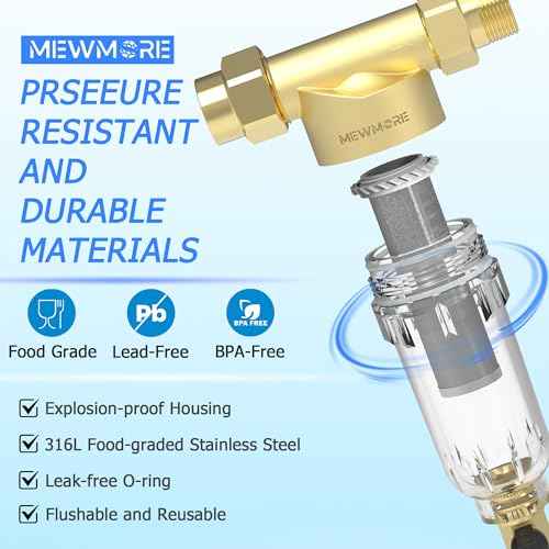 GFC40 Garden Hose Filter with 3/4" GHT Connector, 40 & 100 & 200 Micron Reusable Spin Down Sediment Water Filter, Inline Sediment Filter for RV Camping Pressure Wahser Car Wash Water Hose