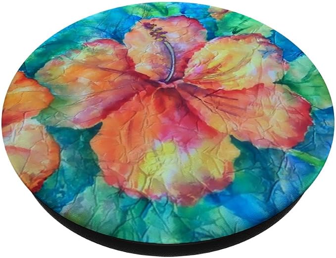 Cute Floral Hibiscus Watercolor Flower Hawaii Jungle Exotic PopSockets Adhesive PopGrip
