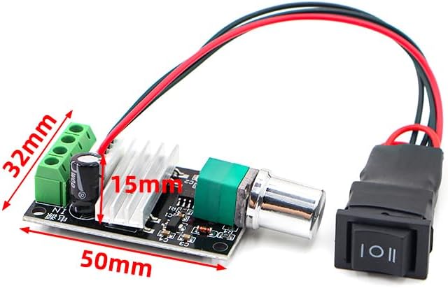 RioRand Small PWM DC Motor Speed Controller - for 6V 12V 24V 28V 3A 80W Low-Voltage Gear Motors with Forward/Reverse Switch Control