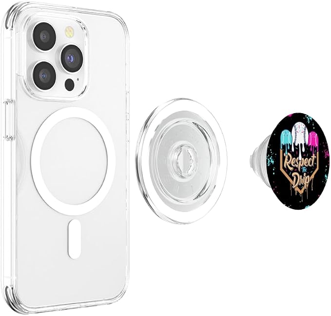 Baseball Ice Cream Drip with Sprinkles Youth Boys Baseball PopSockets Adhesive PopGrip