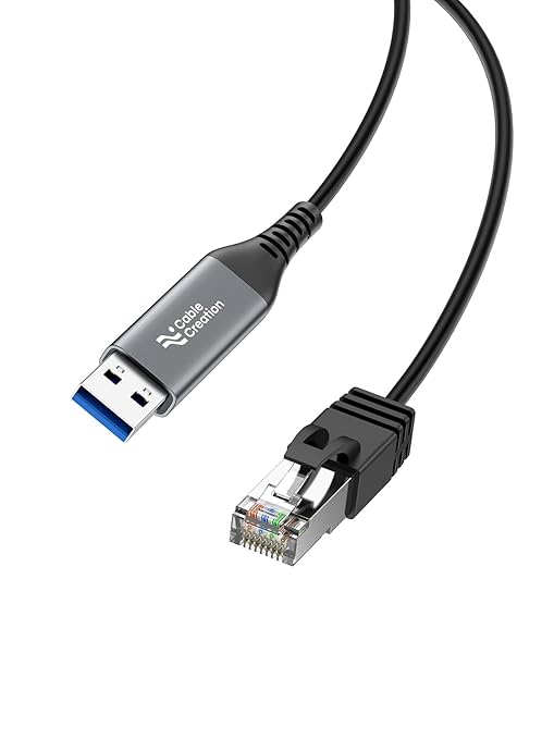CableCreation USB to Ethernet Cable 10FT USB to RJ45 Internet LAN Cable | 1000Mbps High Speed Gigabit Directly Connected Compatible with Laptop Desktop PC Switch and More