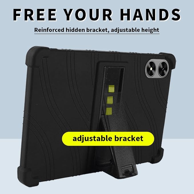 for SHARECLOUD P10_T Tablet CaseShockproof Lightweight Protective Silicone Adjustable Stand Cover for FIRYMID 1060C/Frameflow P10-A/Kairisy-P10A 10 inch Tablet (Black)