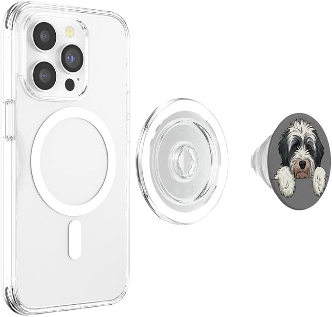 Cute Bernedoodle Peeking Doodle Puppy Dog Lover Men Women PopSockets Adhesive PopGrip
