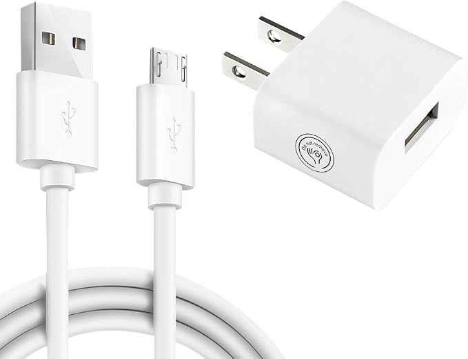 Upgraded Intelligent External Desktop Wall AC Charger Power Adapter Micro USB Charging Cable Compatible with Motorola Moto E4 XT1768 Cellphone
