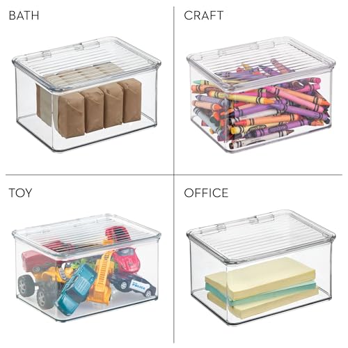 iDesign Plastic Stackable Hinged-Lid Pantry or Kitchen Storage Box - Set of 3 - Clear - style: Pack of 3