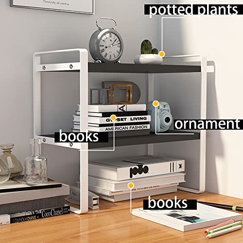 SIDIANBAN Desktop Organizer Shelf Office Storage Rack Computer Desk Bookshelf Adjustable Display Shelf for Office Supplies (Black) - color: Black Rack & Black Board