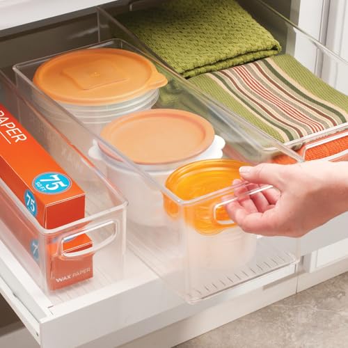 iDesign Plastic Stackable Pantry Bin with Handles for Cabinets or Fridge, Clear, Made in USA - style: Pack of 1
