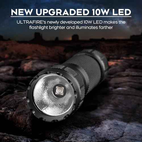 ULTRAFIRE Blue Light Flashlight, 450-460nm Single Mode Blue Led Flashlight, 10W High Power Small Portable Blue Light for Night Fishing and Outdoor Activities-Black House WF-501BL PRO