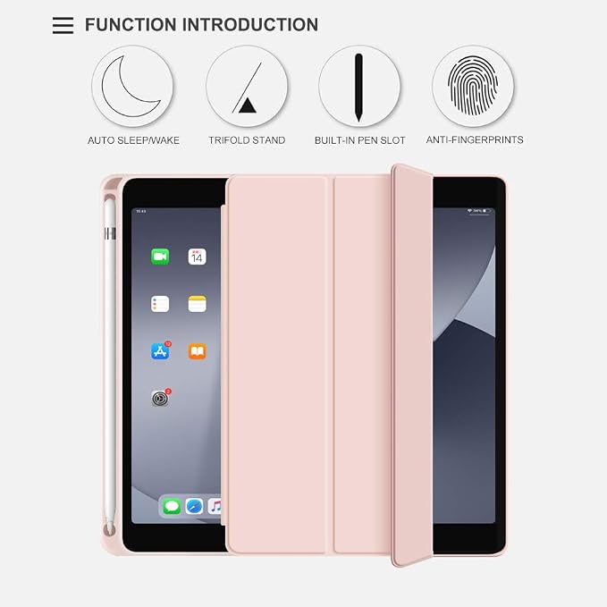 Aoub Case for iPad mini 5 2019 7.9 inch with Pencil Holder Black | for iPad mini 5th Generation 7.9 inch Auto Sleep/Wake Slim Lightweight Trifold Stand Smart Cover Soft TPU Back Case