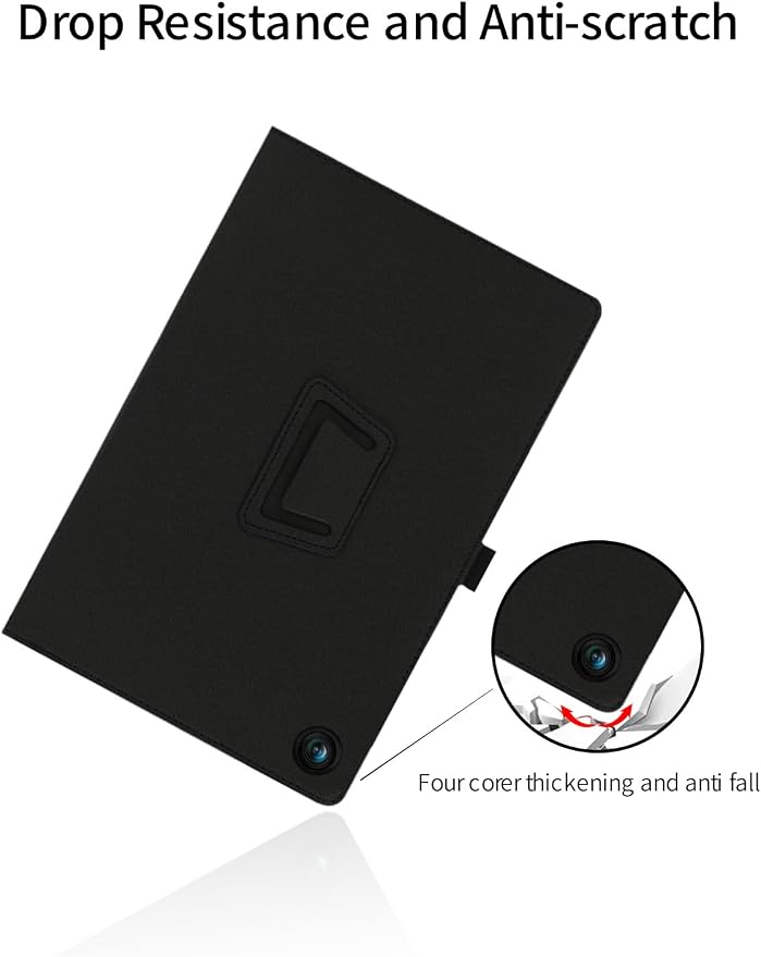 for Lenovo Tab One 8.7 Inch Android Tablet CaseBOVUGAC Folding Stand Protective Cover with Pencil Holder and Wrist StrapFull Protection Premium PUScratch Resistant(Black)