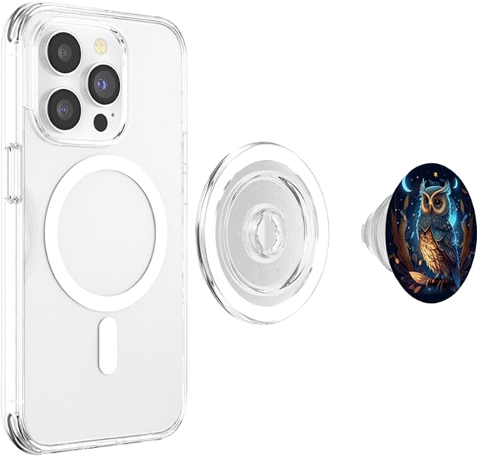 Cute Owl Celestial Elements Illustration PopSockets Adhesive PopGrip