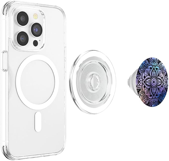 Trendy Purple Teal Flower Mandala Design Background PopSockets PopGrip: Swappable Grip for Phones &amp Tablets
