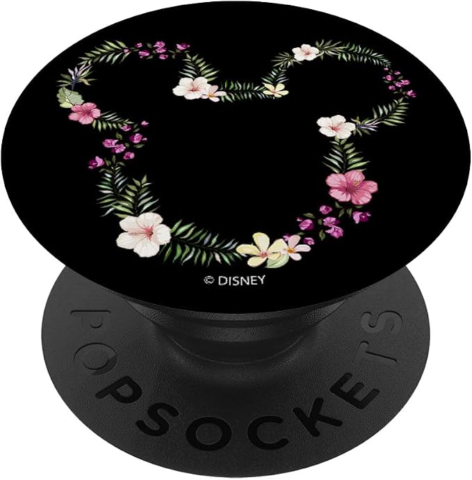 Disney Mickey &amp Friends Mickey Hawaiian Floral Outline Ears PopSockets Swappable PopGrip