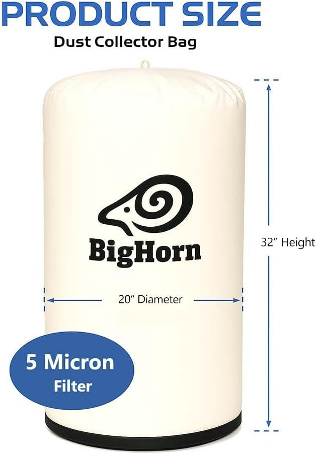 Big Horn 11768 20 Inch Dia 5 Micron Dust Filter Bag 20 Inch x 32 Inch Long
