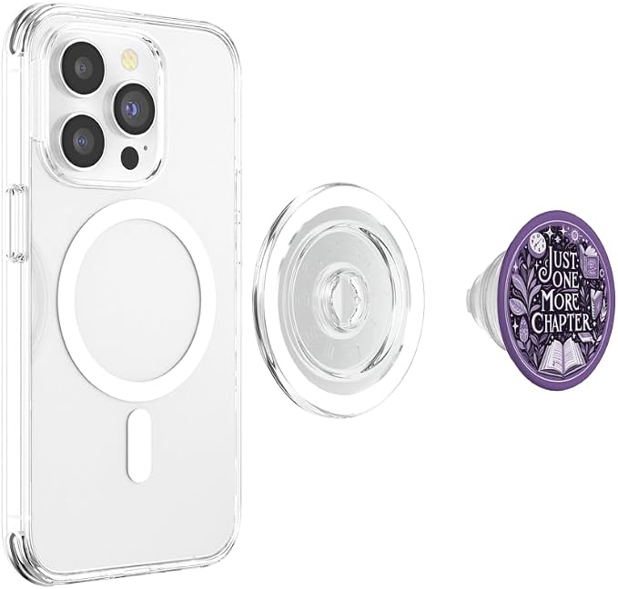 Just One More Chapter Bookish Book Reading Botanical Purple PopSockets PopGrip for MagSafe