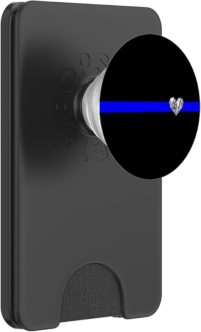 Fallen officer remembrance thin blue line design with Heart PopSockets Adhesive PopGrip