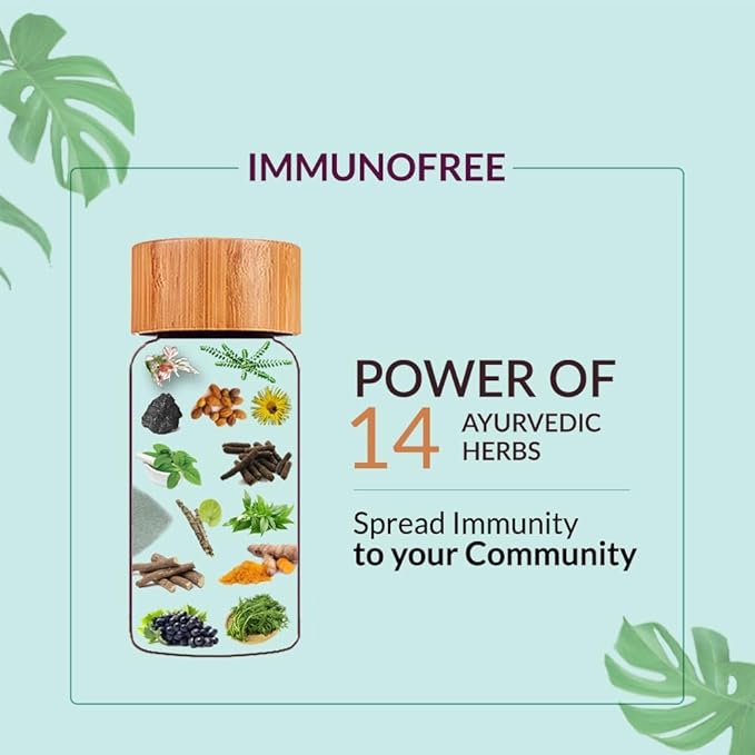 Immunofree Herbal Supplement for Immune Support - Natural Potent Blend of Tulsi, Kalmegh, Yashtimadhu & Giloy for Immune Boost - 100% Vegan - 60 Tablets