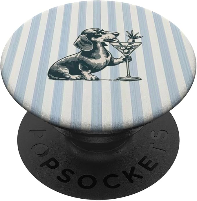 Blue Dog Drinking Illustration Print PopSockets PopGrip for MagSafe