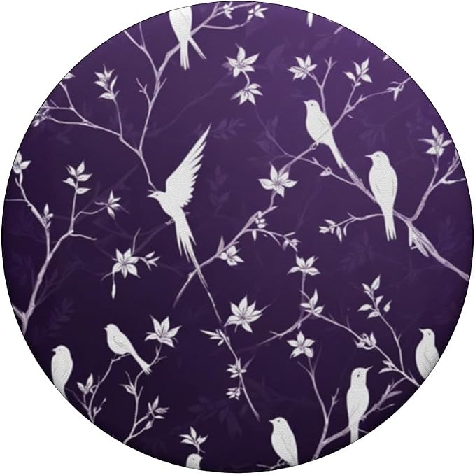 White Birds Purple PopSockets Adhesive PopGrip