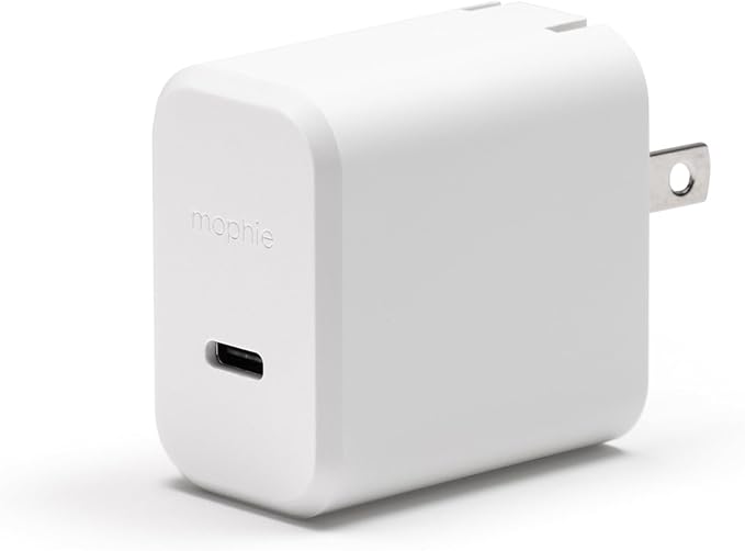 Mophie speedport 30-30W USB-C GaN Fast Wall Charger for Phones Tablets and Laptops Compact &amp Foldable Plug Design Sustainable Material White
