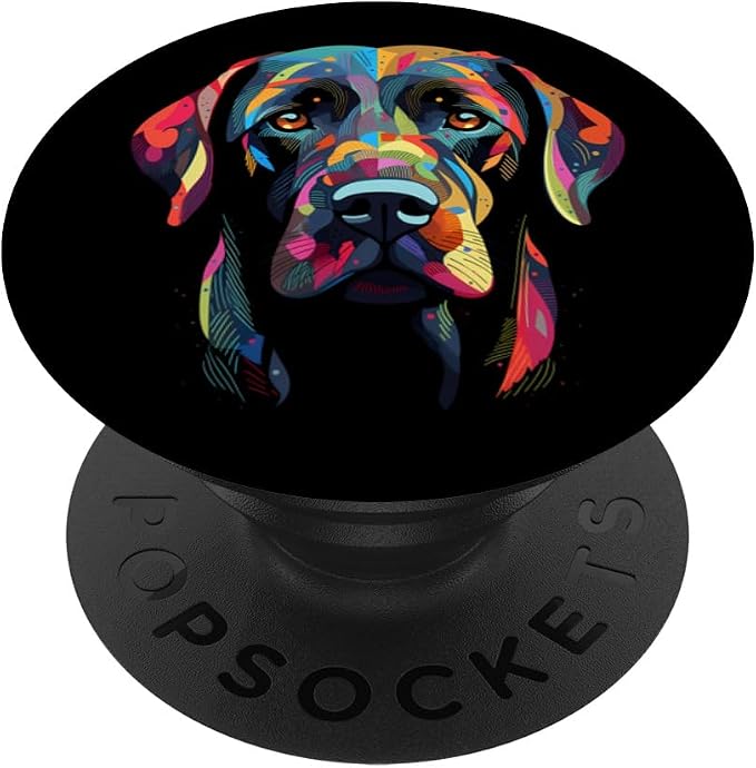 Labrador Retriever Colorful Dog Face Funny Lab Lover Black PopSockets Adhesive PopGrip