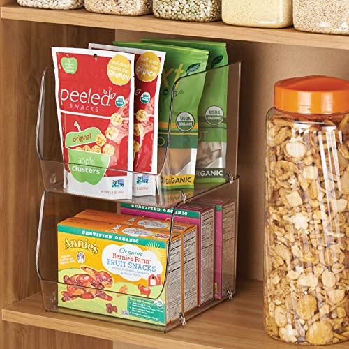 mDesign Modern Stackable Plastic Open Front Dip Storage Organizer Bin Basket for Kitchen Organization - Ligne Collection - 2 Pack - Clear - size: 7.75 x 7.75 x 6.25 (Pack of 2)