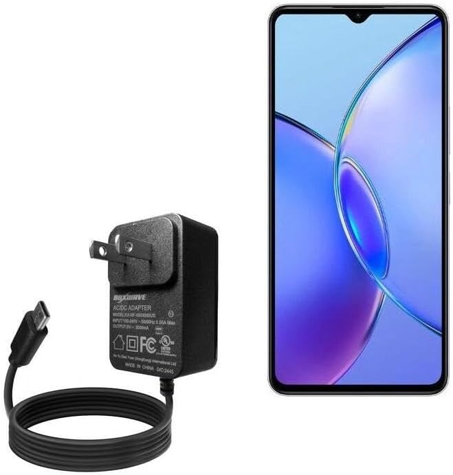 BoxWave Charger Compatible with vivo Y35+ - Wall Charger Direct (15W) Rapid Charge Your Device with Built-in 3ft Cable