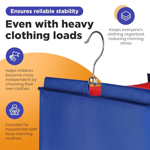 Handy Laundry Hanging Clothes Organizer for Kids - 6-Shelf Closet Daily Clothing Organization Labeled Shelves with Days of The Week Monday Through Friday, Weekday and Weekend (Blue) - color: Blue