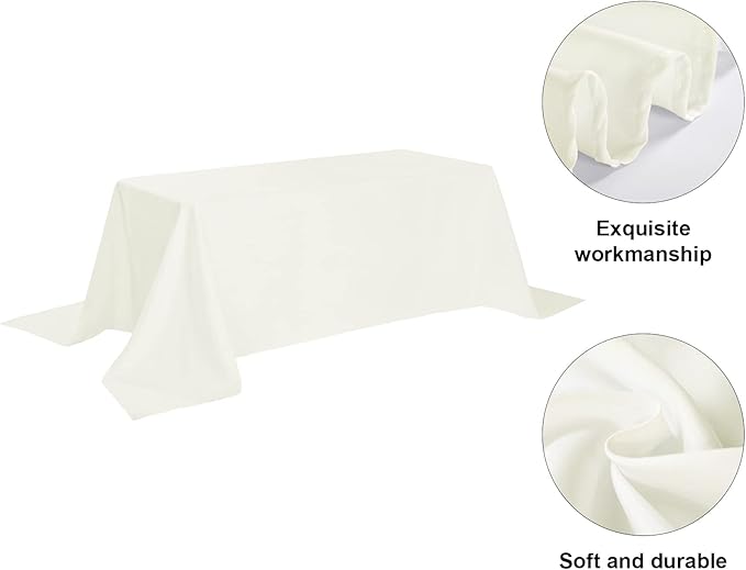 6 Pack Ivory Tablecloth 90 x 132 Inch Table Cloth for 6 Foot Rectangle Tables, Wrinkle Resistant Washable Polyester Fabric Table Covers for Party, Wedding,Dining,and Banquet