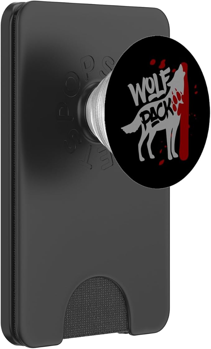 Wolf Pack - Howling Wolf with Wolves Paw Print PopSockets Adhesive PopGrip