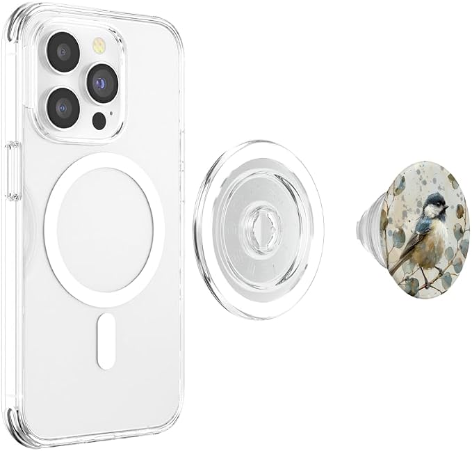Van Gogh Style Eucalyptus Black Capped Chickadee Bird PopSockets Adhesive PopGrip