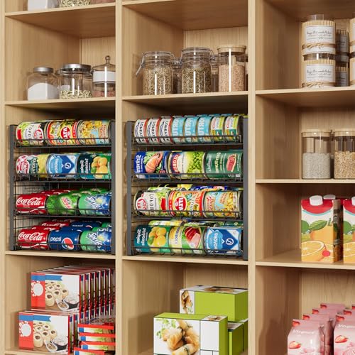 JKsmart 4-Tier Can Rack Organizer for Pantry, Adjustable Can Storage Holder for Various Ounces of Canned food Soda Drinks, Can Dispenser Holds Up to 48 Cans for Cupboard Cabinet - size: 4 Tier - 1Pack