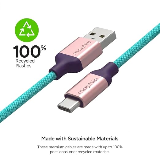 Mophie Charge Stream USB-C to USB-C 3m/10ft Cable - 60W Power Delivery Enduraflex Silicone Ultra-Durable Braided Design for Everyday Use