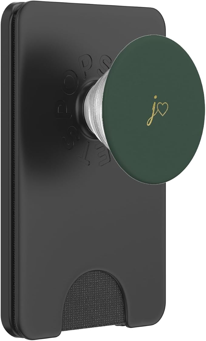 Yellow Initial Letter J Heart Minimalist Forrest Green PopSockets Adhesive PopGrip