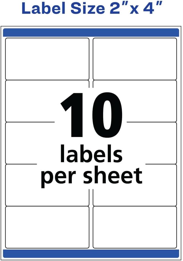 Avery Waterproof Labels with Ultrahold Adhesive, 2" x 4", Case of 5,000 Labels for Laser Printers (95523)