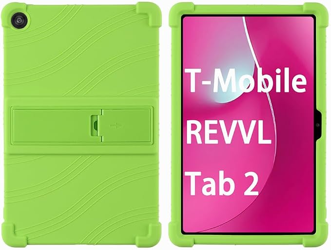 for Revvl Tab 2 Case (2025) Kids Soft Silicone Cover for Tmobile Revvl Tab 2 Tablet Case with Stand (Black)