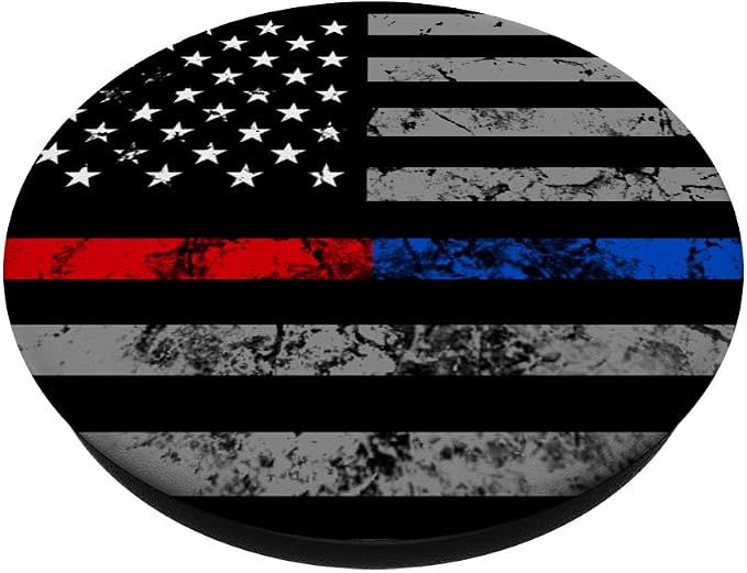 Thin Red Blue Line USA Flag Christmas Gift PopSockets PopGrip: Swappable Grip for Phones &amp Tablets PopSockets Standard PopGrip