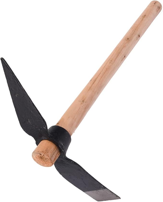 Pick Axes for Digging, High Carbon Steel Double Sided Design Garden Pick Axe Pick Axes with Wood Handle for Flower Beds, Weeding, Gardening Loosening Soil, Digging, Camping