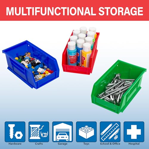 Akro-Mils 30220 AkroBins Plastic Storage Bins, Space-Saving Stackable Bins for Garage, Pantry, Craft Organization, 7" x 4" x 3", Blue, 24-Pack - color: Blue