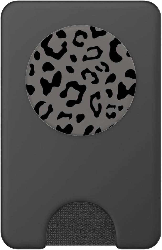 Black Leopard Cheetah Gray PopSockets Adhesive PopGrip