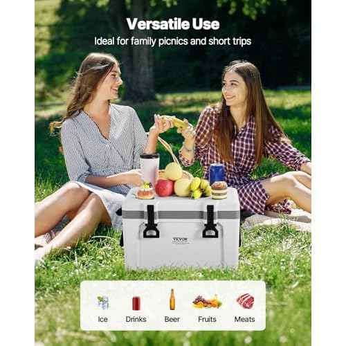 VEVOR Portable Cooler,Hard Cooler with Ice Retention, Heavy-Duty Handles and Strap, Lightweight Rigid Material Insulated Portable Cooler, Suitable for Family Picnics and Short Trips