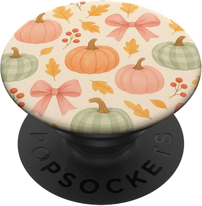 Autumn Flower Fall Pumpkin Bow Girl Women Fall Themed PopSockets Adhesive PopGrip